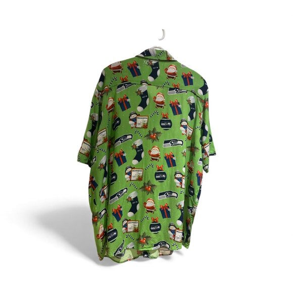 NFL SEATTLE SEAHAWKS Men's Christmas Shirt Button Down Casual Size XL Santa - Picture 6 of 8
